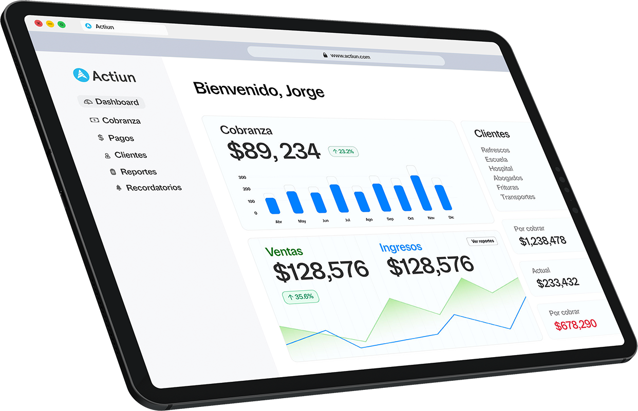 Vista del dashboard de Actiun en móvil